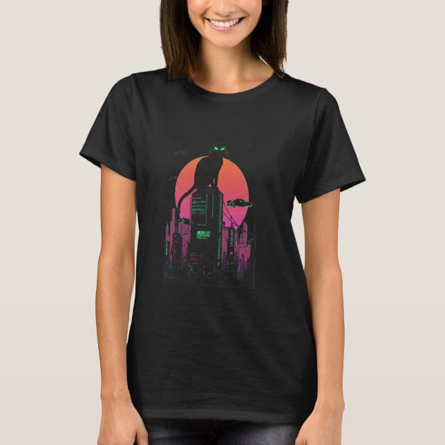 T-shirt Chat Kitty Cyberpunk (Devant)