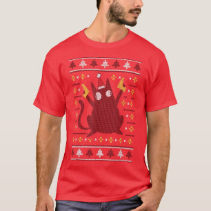 T-shirt Chat kitty drôle avec Casquette laide de Noël M