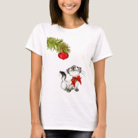 Chat Kitty En Jeu Dans Une Bow De Noël Rouge