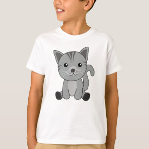T-shirt Chat Kitty Gris Fourrure Nez mignon Animaux