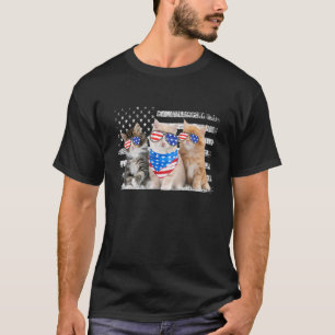 T-shirt Chat Kitty Lunettes de soleil Drapeau Américain 4