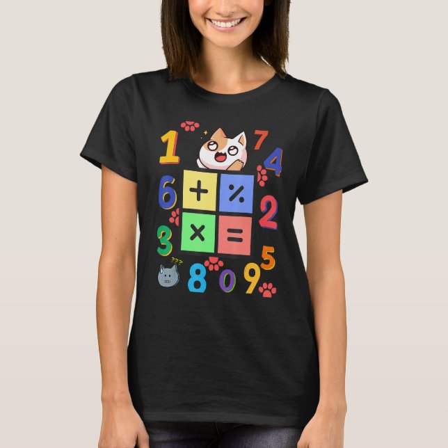 T-shirt Chat Kitty Math J'Aime Les Maths Et Les Chats Math (Devant)