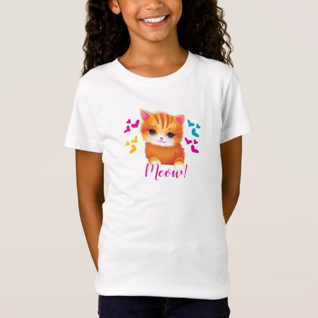 T-Shirt Chat Kitty Miaou Fille Anniversaire (Devant)