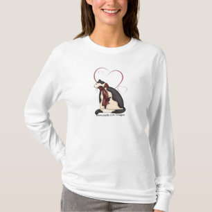 T-shirt Chat Kitty noir et blanc avec Coeurs