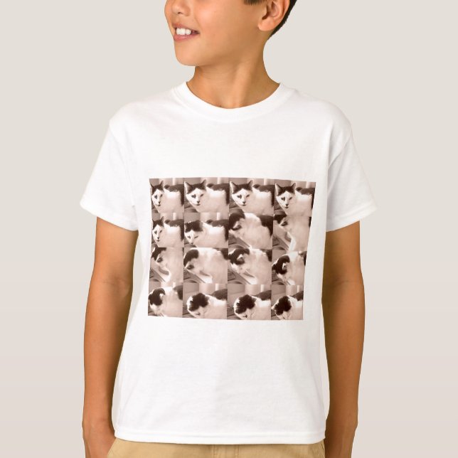 T-shirt Chat Kitty/Photo noir et blanc (Devant)