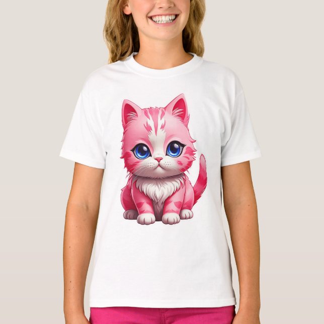 T-shirt Chat Kitty Rose Cute (Devant)
