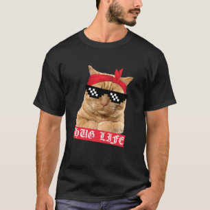 T-shirt Chat Kitty Thug Gansta Drôle Gangster Vie de Câlin