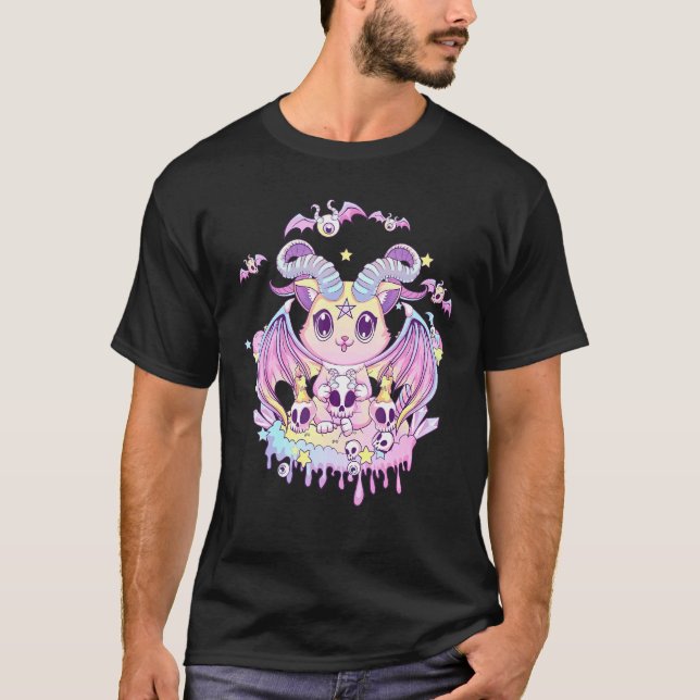 T-shirt Chat Krampus goth pastel Chat diable effrayant Et  (Devant)