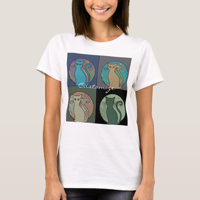 T-shirt Chat Lady Multi Chats assis Thunder_Cove (Devant)