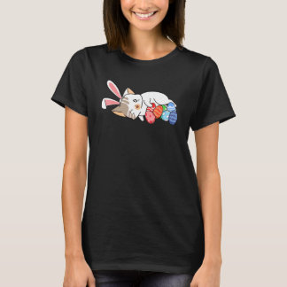 T-shirt Chat Lapin Oreilles Oeuf Chasse Paques Mignon Chat