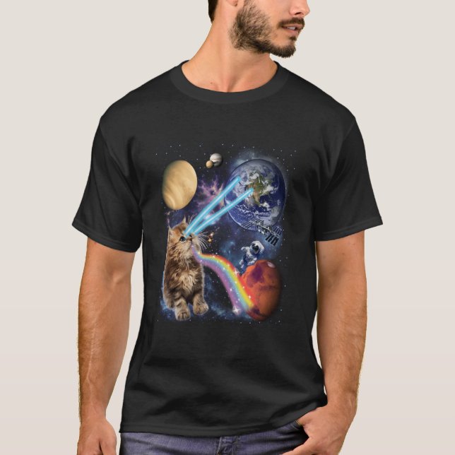 T-shirt Chat Laser Chat Spatial Chaton Yeux Laser (Devant)
