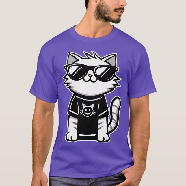 T-shirt Chat le plus frais du monde avec lunettes de solei (Devant)