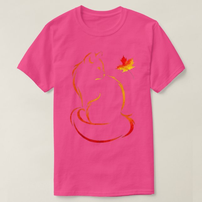 T-shirt Chat Leaf Automne Bonjour Automne (Design devant)