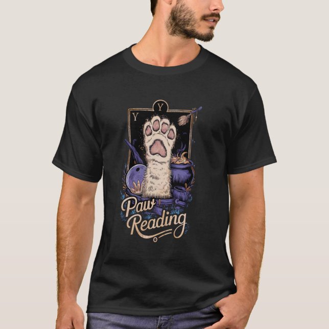 T-shirt Chat Lecture de Tarot de Patte de Chat Carte Crois (Devant)