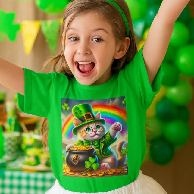 T-Shirt Chat Leprechaun de la Saint-Patrick pour a (Paws-itively magical! This leprechaun kitty brings the gold and the giggles to a St. Paddy’s party)