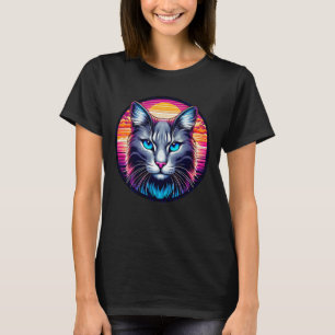 T-Shirt Chat Lever du Soleil aux Yeux Bleus