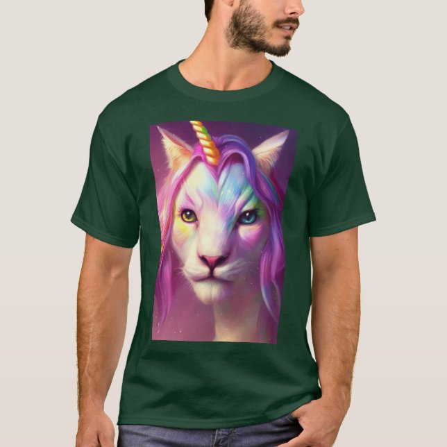 T-shirt Chat licorne arc-en-ciel amis garçon (Devant)