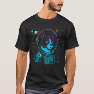 T-shirt Chat Licorne Astronaute Coloré Galaxie Espace Amou