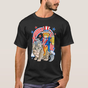 T-shirt Chat Licorne Meowica Drapeau États-Unis Arc-en-cie