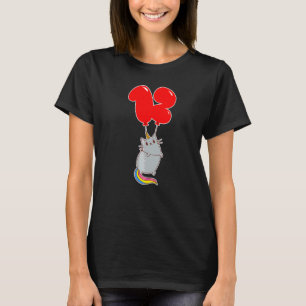 T-shirt Chat Licorne Mignon 12e Anniversaire Ballon pour