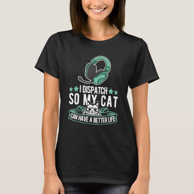 T-shirt Chat ligne dorée fine - Police Dispatch d'urgence  (Devant)