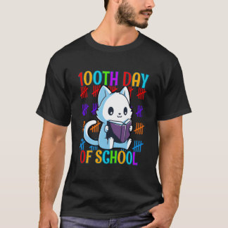 T-shirt Chat lisant le 100e jour d'école