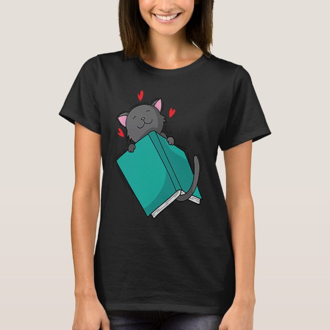 T-shirt Chat lit un livre (Devant)