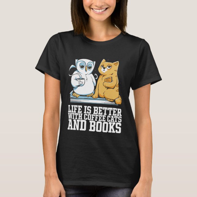 T-shirt Chat livre  Chat lisant  Chat rat de bibliothèque (Devant)