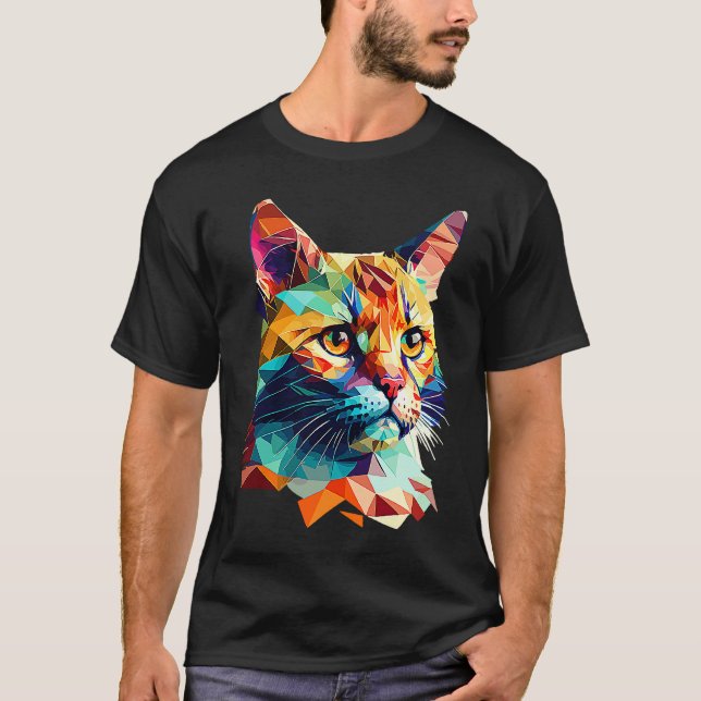 T-shirt Chat Low Poly (Devant)