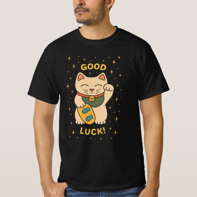 T-shirt Chat Lucky Cute Bon Fortune Design (Devant)