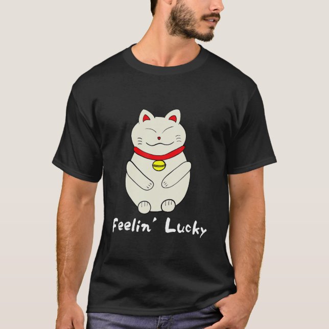 T-shirt Chat Lucky Feelin' Lucky Maneki Neko (Devant)