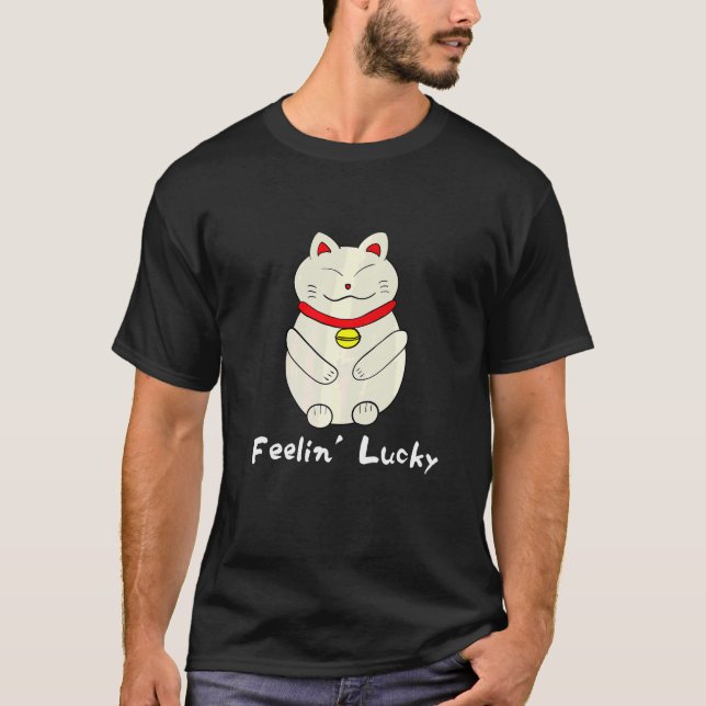T-shirt Chat Lucky Feelin' Lucky Maneki Neko (Devant)
