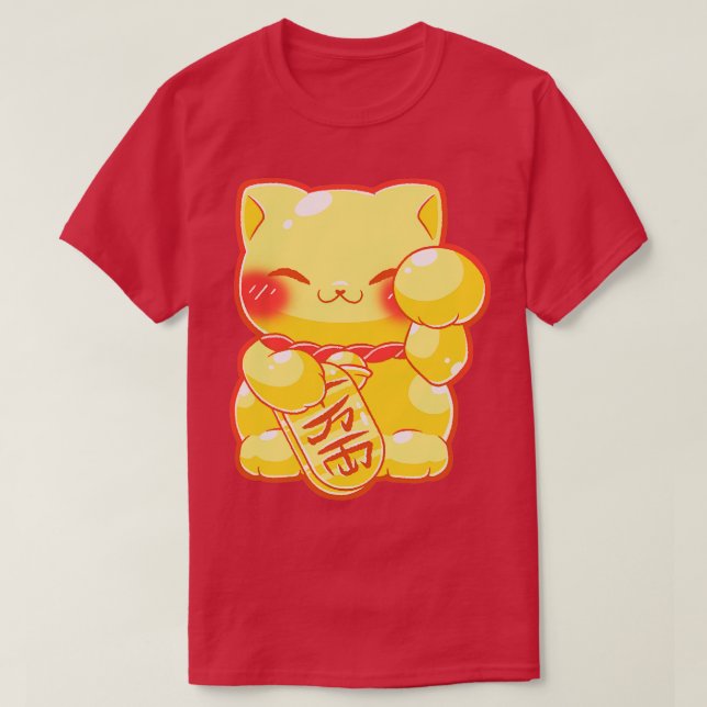 T-shirt Chat Lucky Gold Maneki Neko (Design devant)