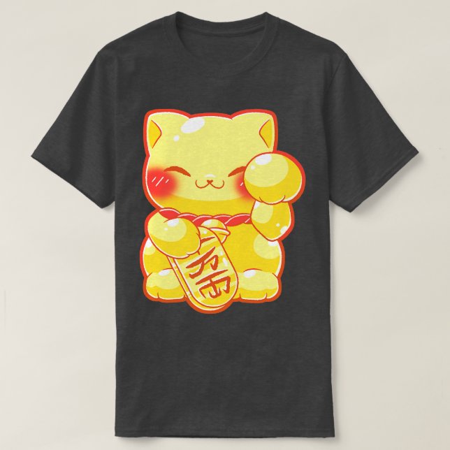 T-shirt Chat Lucky Gold Maneki Neko (Design devant)