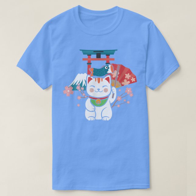 T-shirt Chat Lucky Japonais Sakura Torii (Design devant)