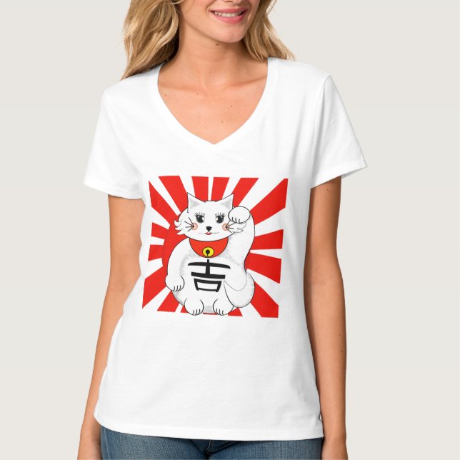 T-shirt Chat Lucky - Maneki Neko - Beckoning (Devant)