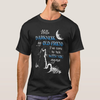 T-shirt Chat Lune Bonjour Obscurité Mon Vieux Ami Nuit Cha