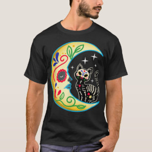 T-shirt Chat & Lune Crâne à sucre Dia de Los Muertos, Jour