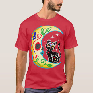 T-shirt Chat & Lune Crâne à sucre Dia de Los Muertos, Jour
