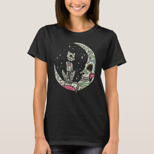 T-shirt Chat & Lune Crâne de Sucre Dia de Los Muertos Jour