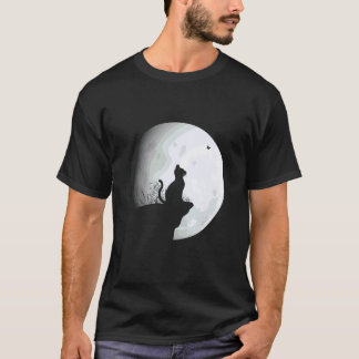 T-shirt Chat Lune Mignon Chat Graphique Dame Chat Pour Fem