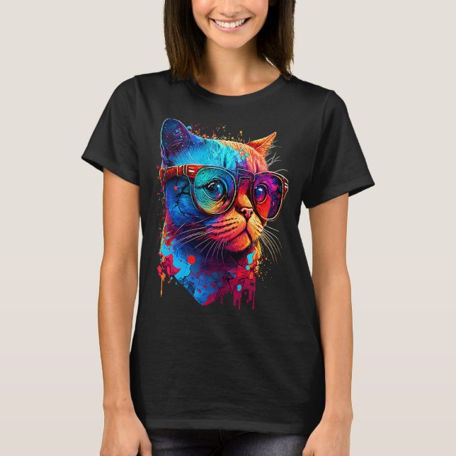 T-shirt Chat Lunettes de soleil Coeur Cute Kitten Chat (Devant)