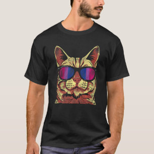 T-shirt Chat Lunettes de soleil Drapeau de fierté Bi Bisex