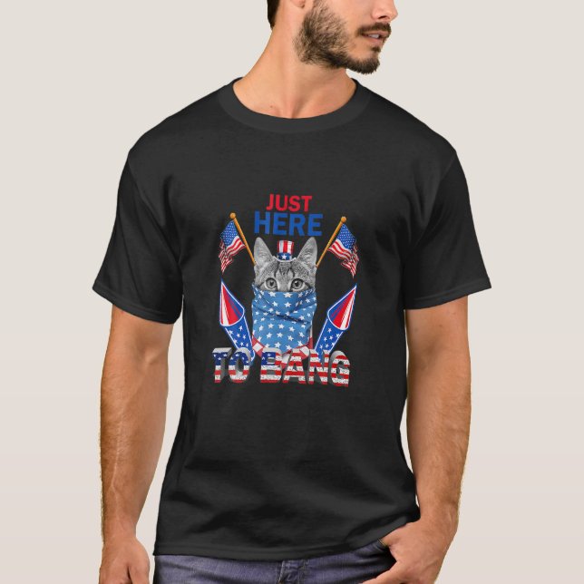 T-shirt Chat Lunettes De Soleil Juste Ici O Bang Fireworks (Devant)