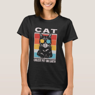T-shirt Chat Lunettes de soleil Rétro Drôle Ca Chien le Pl