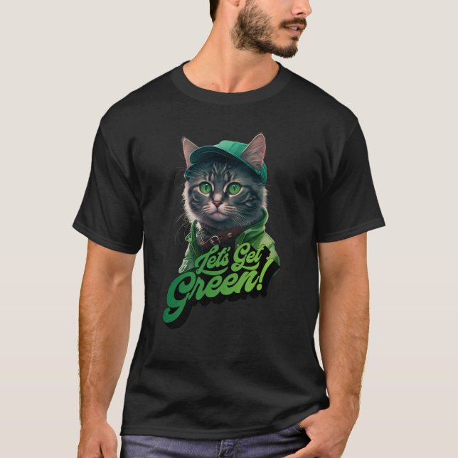 T-shirt Chat Lutin Chat Trèfle devenons verts (Devant)