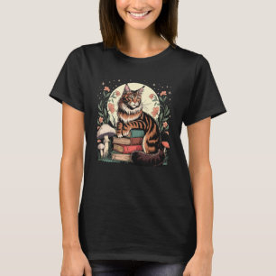 T-shirt Chat Maine Coon Cottagecore & Lecteur de Livres Fa