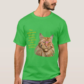 T-shirt Chat Maine Coon Einstein Dessin à la Main Art Numé