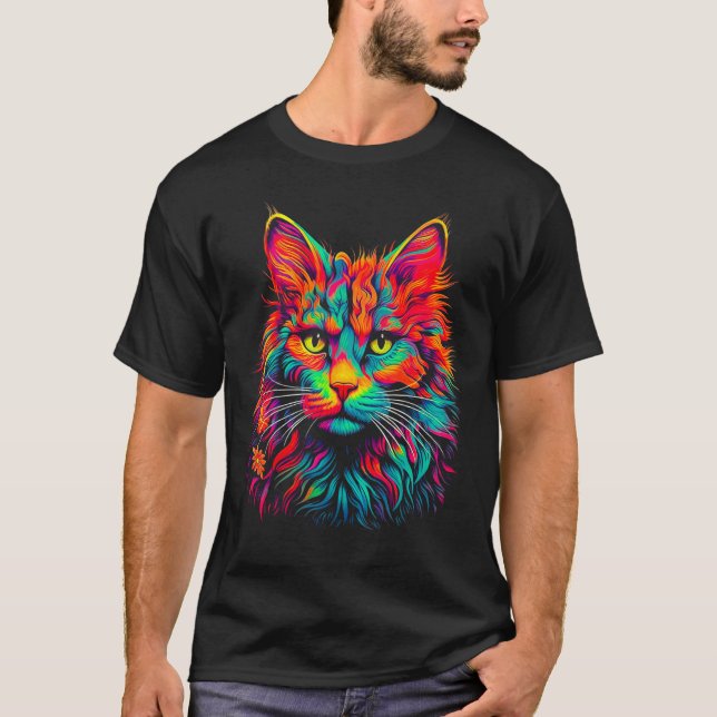 T-shirt Chat Maine Coon Pop Art (Devant)