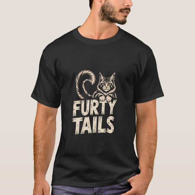 T-shirt Chat Maine Coon Queue Fourrure Rétro Amateur Félin (Devant)